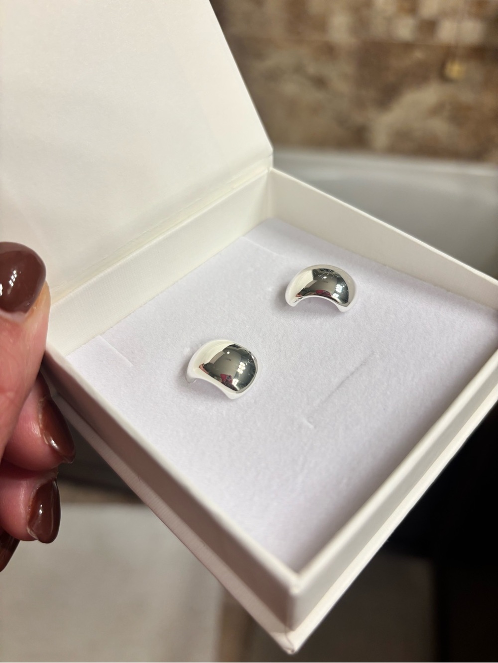 Heaven Mayhem Ky Hoop Smooth Silver Earrings NIB $92 MSRP